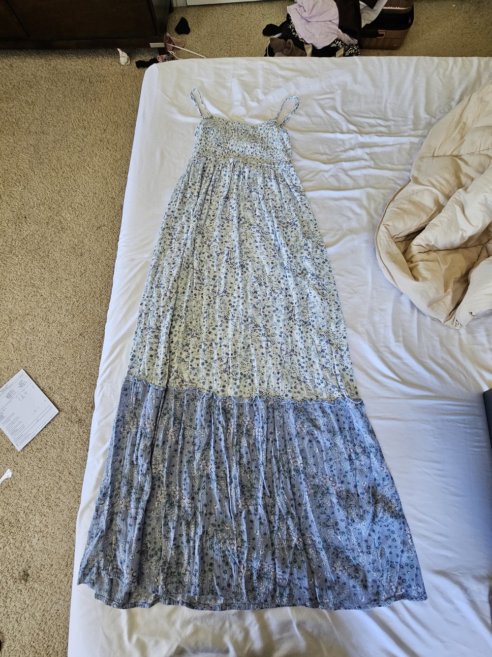 Hippie Rose Blue Floral Tiered Maxi Dress